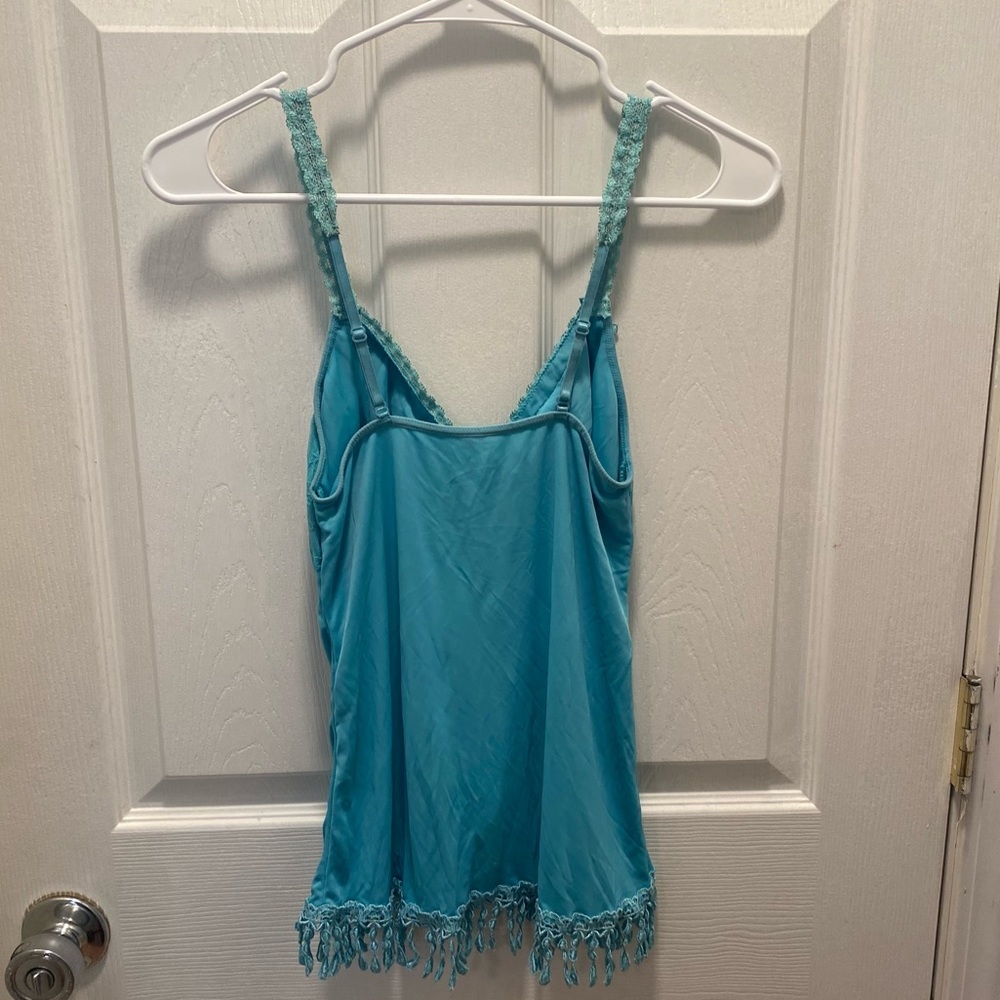 Fruit De La Passion blue vintage style lace tassel cami pajama short set - Picture 2 of 5